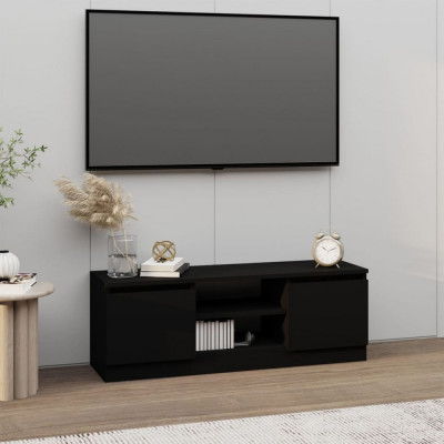 Comoda TV cu usa, negru, 102x30x36 cm GartenMobel Dekor foto