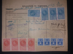 D142 Document 1935 cu timbre fiscale Carol al II-lea si aviatie foto