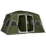 Outsunny Cort pentru 4-8 Persoane cu 2 Dormitoare 2 Buzunare și Ferestre cu Plasă Impermeabil 400x275x210 cm Verde | Aosom Romania
