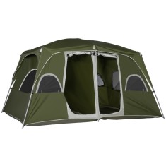 Outsunny Cort pentru 4-8 Persoane cu 2 Dormitoare 2 Buzunare și Ferestre cu Plasă Impermeabil 400x275x210 cm Verde | Aosom Romania