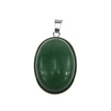 Pandantiv argint mare cu aventurin verde natural 25x18 MM
