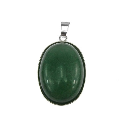 Pandantiv argint mare cu aventurin verde natural 25x18 MM foto