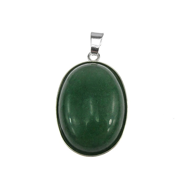 Pandantiv argint mare cu aventurin verde natural 25x18 MM