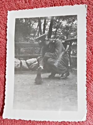Fotografie, ofiter cu pisica, perioada interbelica foto