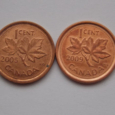 LOT 2 MONEDE DIFERITE CANADA - 1 CENT 2005,2008-(nonmagnetic,magnetic)