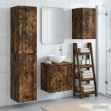 Cumpara ieftin Set dulap baie 3 buc. Stejar fumuriu 33 x 34,5 x 160 cm