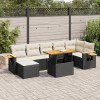 VidaXL Set mobilier grădină perne 8 piese negru, poliratan/lemn acacia 3327626