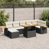 VidaXL Set mobilier grădină perne 8 piese negru, poliratan/lemn acacia 3327626