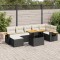 vidaXL Set mobilier grădină perne 8 piese negru, poliratan/lemn acacia 3327626
