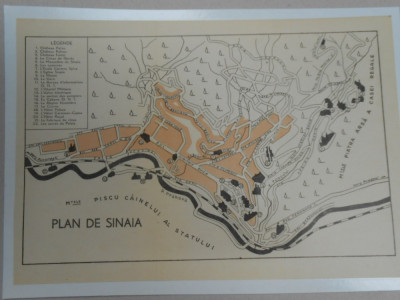 Harta Sinaia 1920, 17x24 cm, impecabila foto