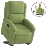 Cumpara ieftin Fotoliu rabatabil cu ridicare, verde deschis, catifea