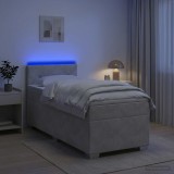 Cumpara ieftin Pat box spring cu saltea si LED Gri deschis 80 x 200 cm Catifea