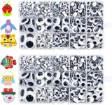 Set de 2260 ochi autoadezivi pentru mestesuguri Yesland, plastic, alb/negru, 4-25 mm