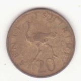 Tanzania 20 senti 1966, primul an de batere- struț.