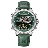 Ceas barbati Naviforce Cronograf Casual Analog Digital Quartz Piele Verde