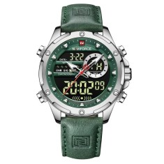 Ceas barbati Naviforce Cronograf Casual Analog Digital Quartz Piele Verde foto