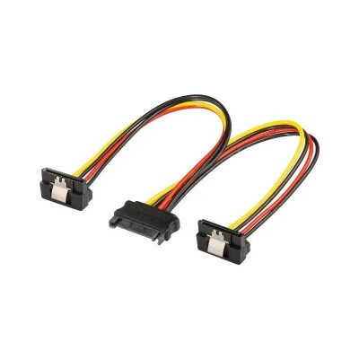 Cablu adaptor SATA mama - 2x SATA 90grade tata 20cm foto