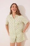women&#039;secret set de pijama de bumbac culoarea verde, bumbac, 3599199