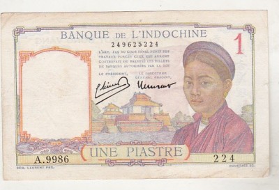 bnk bn Indochina franceza 1 piastru 1949 circulata foto