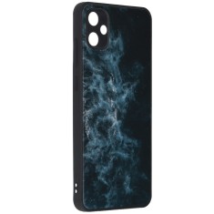 Husa telefon compatibila samsung galaxy a05, glass spate din sticla securizata, blue nebula foto