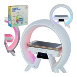 Lampa de veghe LED RGB incarcator inductiv si radio, alb