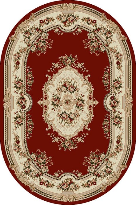 Covor Oval Model Lotos 575-210, Marime 60 x 110 cm, Rosu, Inaltime Fir 8 mm, Antialergic, Polipropilena, Living, Dormitor, Sufragerie, Birou
