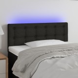 VidaXL Tăblie de pat cu LED, negru, 90x5x78/88 cm, textil