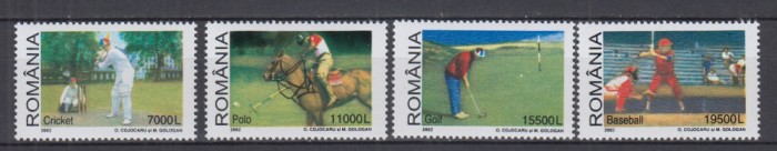 ROMANIA 2002 LP 1588 SPORTURI CU CROSE SERIE MNH