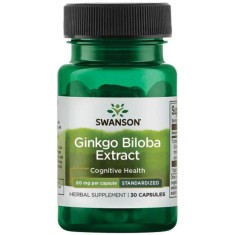 Ginkgo Biloba Extract Standardizat 60 miligrame 30 capsule Swanson foto