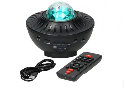 Proiector cu player muzical Bluetooth, cer instelat si lumina rotativa tip val foto
