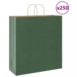 VidaXL Saci de h&acirc;rtie 250 buc cu m&acirc;nere verde 45x17x48 cm