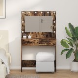 VidaXL Masa de toaletă cu lumini LED, stejar fumuriu, 78,5x41x135 cm