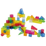 Set de 50 buc cuburi de constructii COLORATE transparente din plastic, Tickit