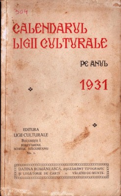 C8413N Calendarul Ligii Culturale pe anul 1931 foto