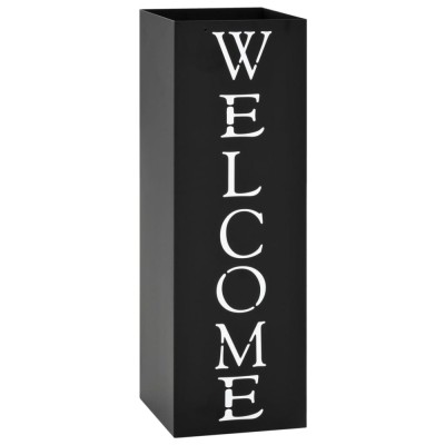 vidaXL Suport de umbrele Welcome, oțel, negru foto