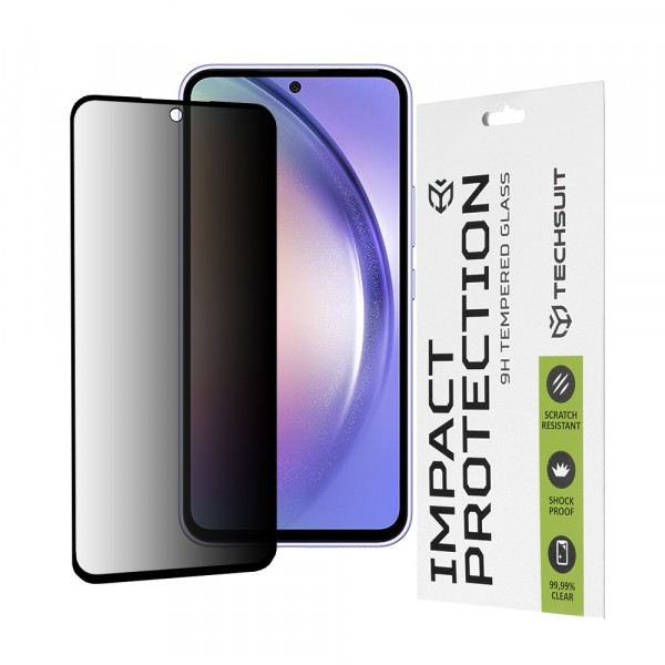 Folie de protectie Ecran Privacy Techsuit pentru Samsung Galaxy A54 A546, Sticla Securizata, Full Glue, 111D