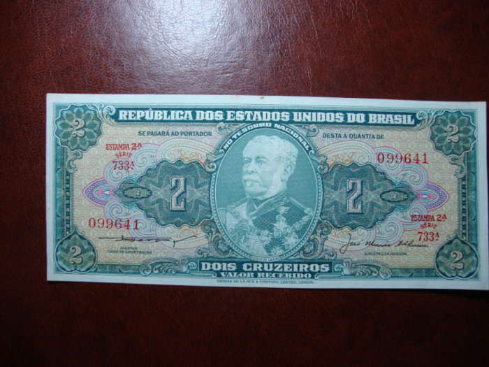 BRAZILIA 2 CRUZEIROS 1957 XF+