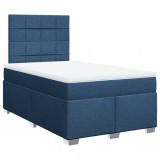 Cumpara ieftin Pat box spring cu saltea, albastru, 120x190 cm, material textil