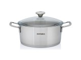 Cratita cu capac din sticla Santino Metalac, inox, 24cm, 4.4l