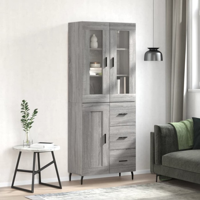 vidaXL Dulap &icirc;nalt, gri sonoma, 69,5x34x180 cm, lemn compozit