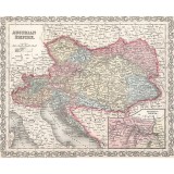Harta Imperiul Habsburgic cu regiunile, S.A. Mitchell, 1857, 50x70cm, repro