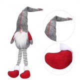 Elf de jucarie 50 cm, figurina decorativa Craciun, material textil, rosu si gri, ProCart
