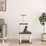VidaXL Ansamblu pisici, st&acirc;lpi din funie sisal, gri &icirc;nchis, 111 cm