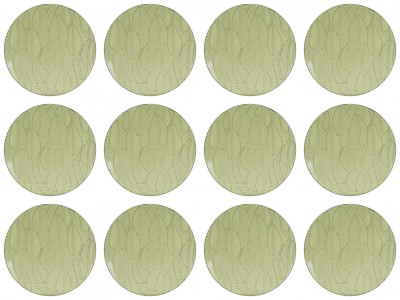 Set farfurii 12 piese din Plastic, Verde, diametru 25 cm, cu Model Frunze Tropicale foto