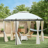 Outsunny Foisor de Gradina Rotund cu Acoperis Dublu, din Otel si Poliester, &Phi;350 x 275 cm, Alb