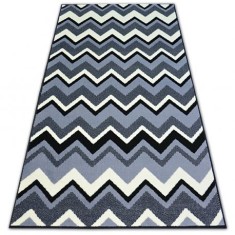 Covor BCF Base Zig zag 3812 Zig Zag negru si gri, 140x190 cm foto