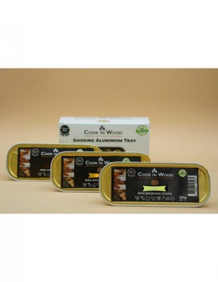 Set 3 cutiute cu aschii pentru afumare din lemn Stejar, arome Citrice, Masline si Piersica, 3x50g foto