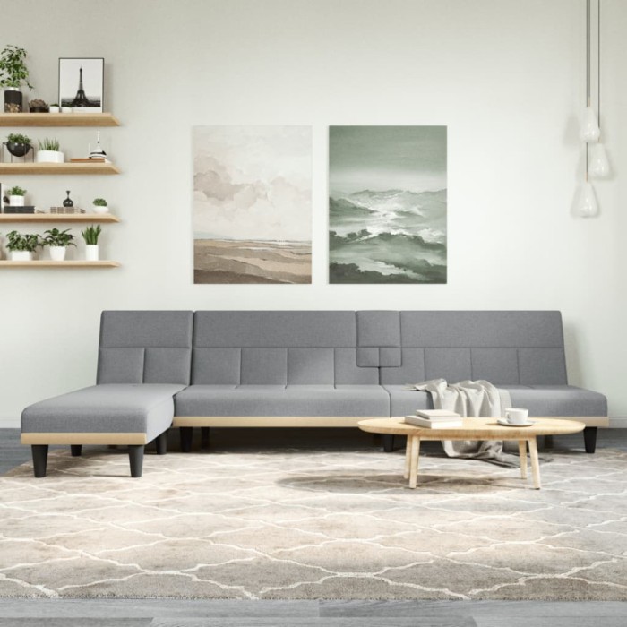 Gossi canapea extensibila in forma de l gri 255x140x70 cm textil