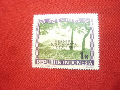 Timbru 1R - 1949 Indonezia cu supratipar foto