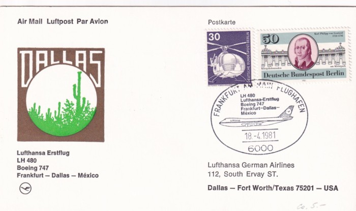 FILATELIE TEMATICA - PLIC GERMANIA TEMATICA AVION AVIOANE AVIATIE AIRMAIL